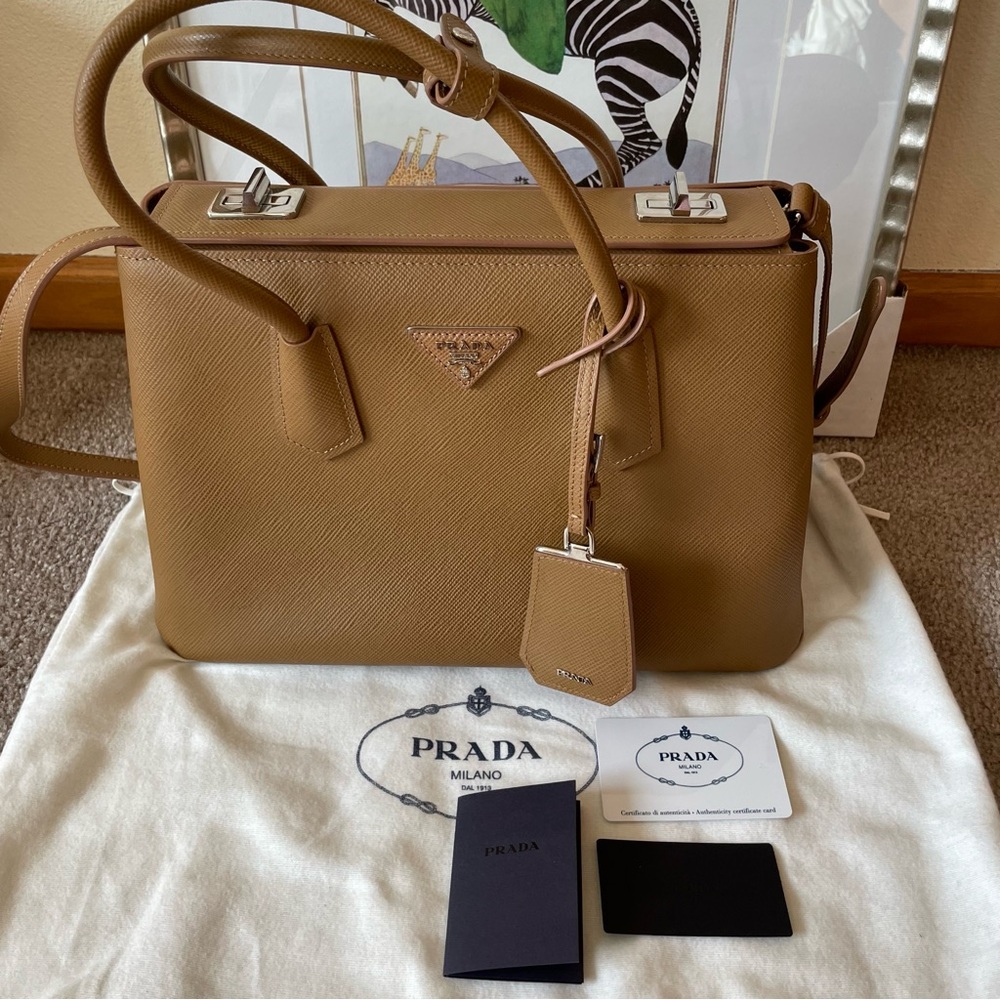 Prada Saffiano Leather Handbag in caramel